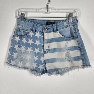 CHIQLE DISTRESS DENIM SHORTS